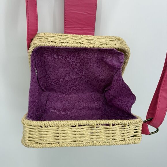 Craftabelle Woven Wicker Crossbody Bag Picnic Purse Faux Leather Boho - Picture 8 of 12